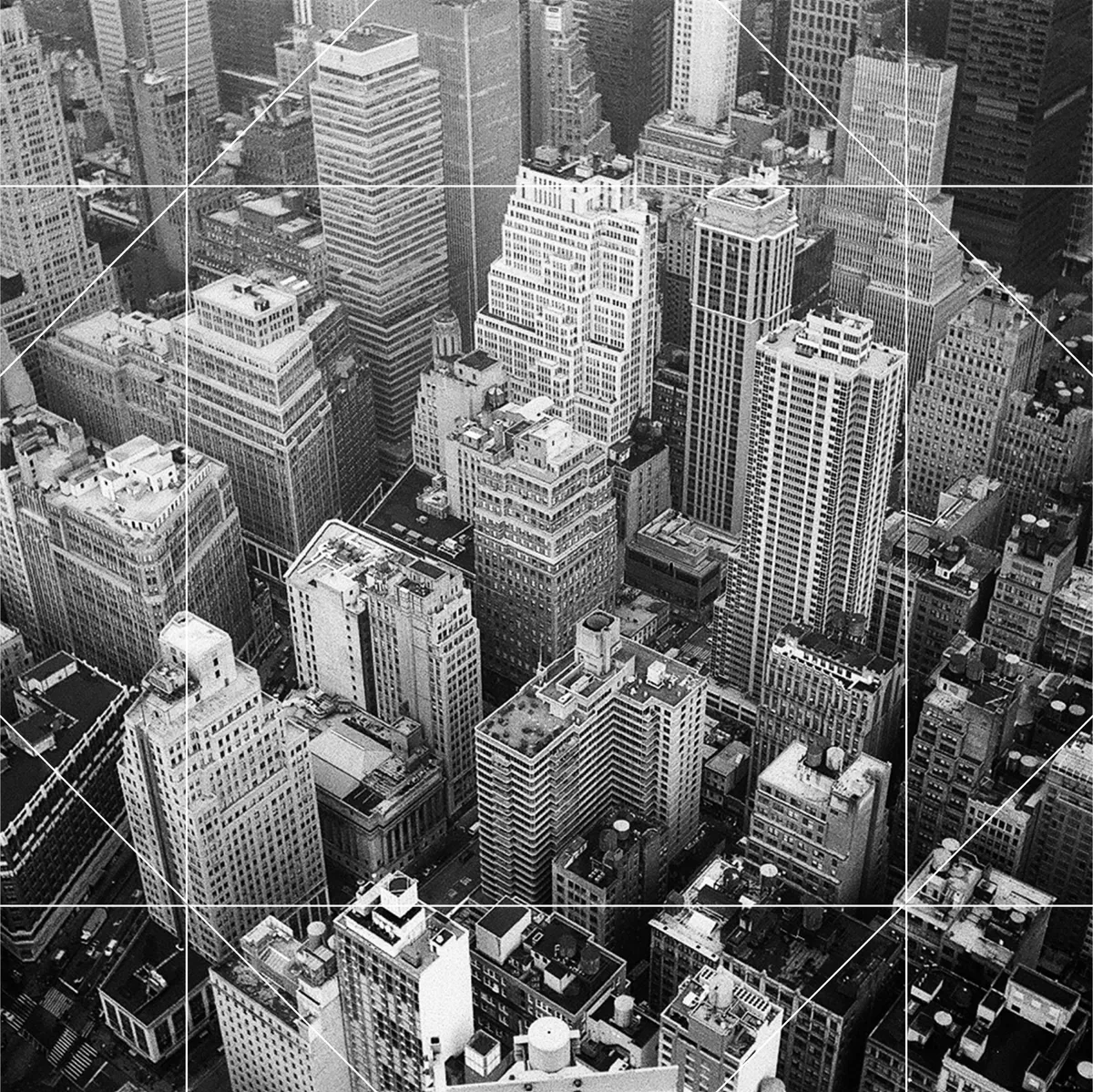 Audience at a Connect-style executive session framed by geometric brand lines